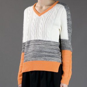 CARVEN CREW NECK CABLE KNIT COTTON SWEATER SMALL